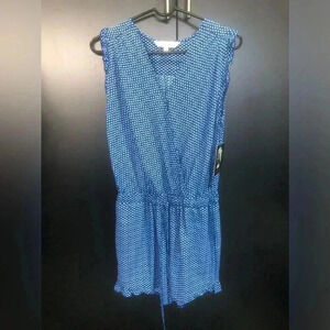 Marilyn Monroe Romper,sleeveless V-neck, pockets,elastic tie waist,polka dot